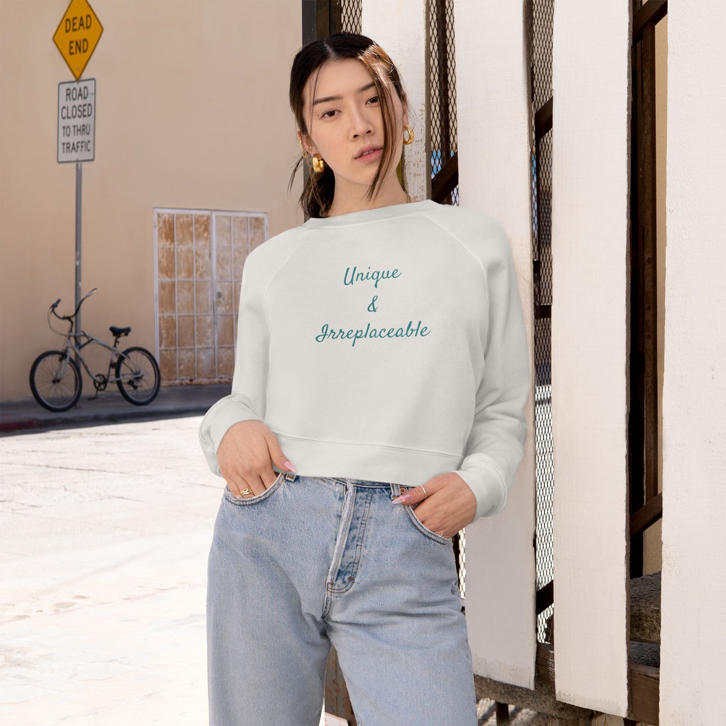 Unique & Irreplaceable Women's Cropped Fleece Pullover | Cozy Streetwear